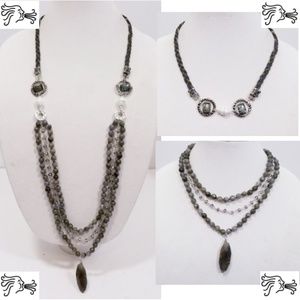 4 Way Multi Wear Necklace Bracelet Gray Labradorit
